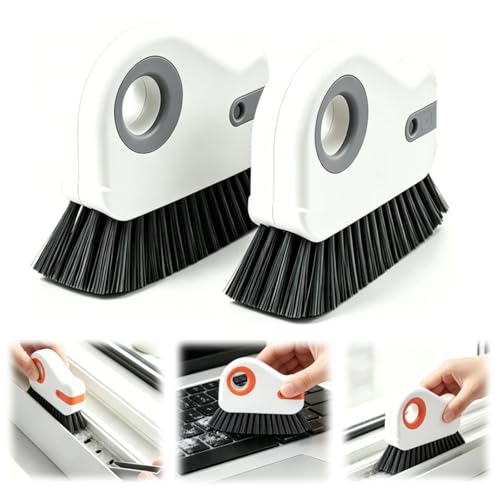 2-in-1 Groove Cleaning Brush with Hidden Scraper, Hard Bristle Crevice Cleaning Tool for Sliding Door Track, Window Sill, Window Seal, Tile Gaps, Kitchen & Bathroom Corners (Gray*2) - color: Gray*2
