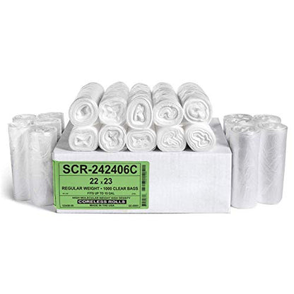 Aluf Plastics 10 Gallon Trash Bags - (COMMERCIAL 1000 PACK) - Source Reduction Series Value High Density 6 MICRON gauge - Intended for Home, Office, Bathroom, Paper, Styrofoam - color: Clear, style: 7-10 Gal, 6 Micron Equiv, 1000 Count