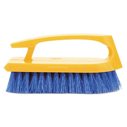 Rubbermaid Commercial FG648200 Iron Handle Scrub Brush, Polypropylene Fill, 1" Trim Length, 6" Length, Cobalt