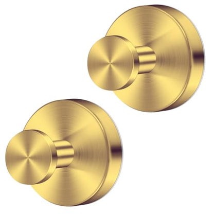 Gold Waterproof Suction Cup Hooks, 2-Pack Heavy Duty Stainless Steel No Drill Shower Hooks for Hanging Towels, Robes, Loofahs, Holder Holds Strong on Tile, Glass, Mirror, Wall, Bathroom Door - color: gold-2pcs