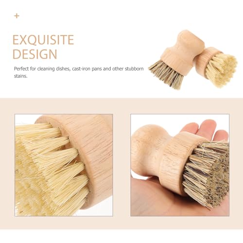 VOSAREA Natural Fiber Palm Scrub Brush 2pcs, Stiff Sisal and Coconut Bristle Kitchen Cleaning Brush Set for Pots, Pans, and Dishes, Eco-Friendly Household Scrub Tool for Kitchen Use