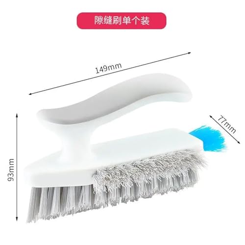 Rotating Floor Scrub Brush Long Handle Windows Squeegee Stiff Bristle Broom Mop 2In1 for Bathroom Kitchen Floor Crevice Cleaning(White2) - size: White2
