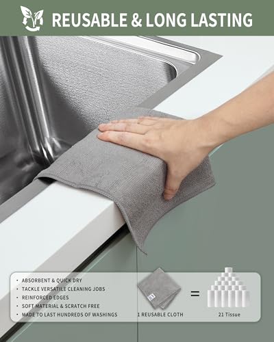 MR.SIGA Microfiber Cleaning Cloth, All-Purpose Microfiber Towels, Streak Free Cleaning Rags, Pack of 15, Gray, Size 30 x 30 cm(11.8 x 11.8 inch) - color: Gray