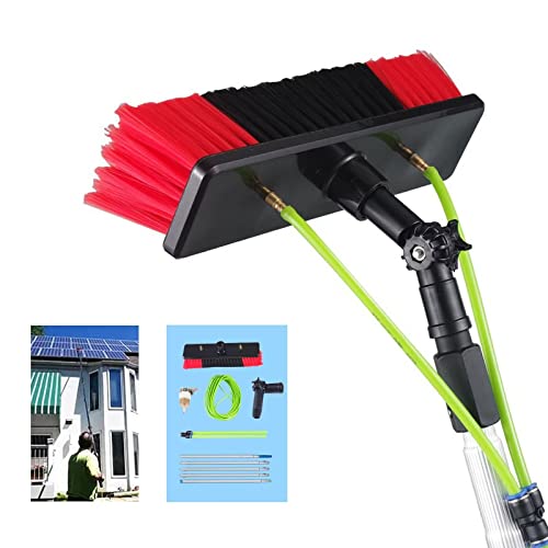 5-12m Window Cleaning Pole, Solar Panel Cleaning Equipment,Water/Hose Fed Pole, Window Cleaner Kit, Solar Panel Cleaning Equipment for Cleaner Outdoor Window（6m/20ft Rod， - color: 6m/20ft Rod, size: 30cm Brush Head