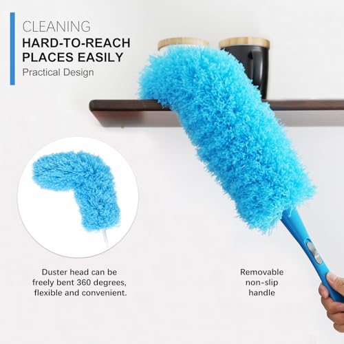 Rainbow Static Duster 24inch Reusable Microfiber Electrostatic Dusters with 2 Beandable and Washable Duster Head for Cleaning Home, Office, Car - size: 24inch-3pcs