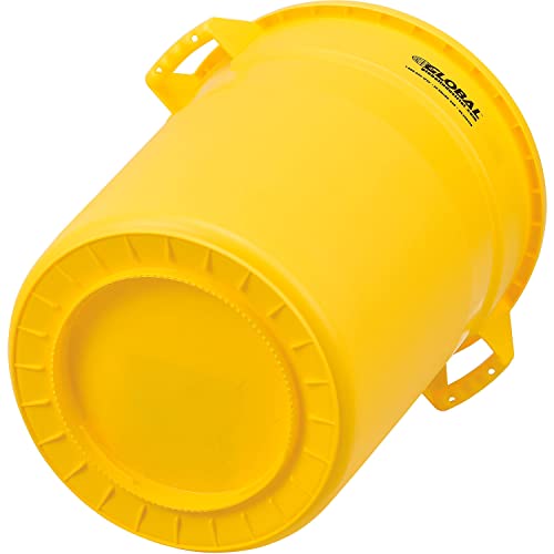Global Industrial Commercial Round Trash Can, 20 Gallon Capacity, Plastic Garbage Can, Indoor and Outdoor Utility Trash Can, Yellow, 19" W x 22-1/2"H, No Lid - color: Yellow
