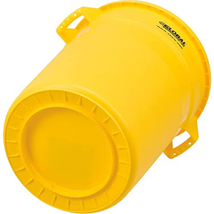 Global Industrial Commercial Round Trash Can, 20 Gallon Capacity, Plastic Garbage Can, Indoor and Outdoor Utility Trash Can, Yellow, 19" W x 22-1/2"H, No Lid - color: Yellow