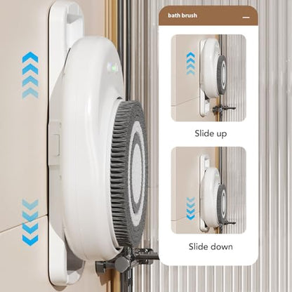 BRRNOO Wall Mounted Body Brush, Electric Shower Brush with Sliding Rail and 3 Rotating Heads, Adjustable Height up to 25.19 Inches, 3 Speed Settings for Full Body Exfoliation and