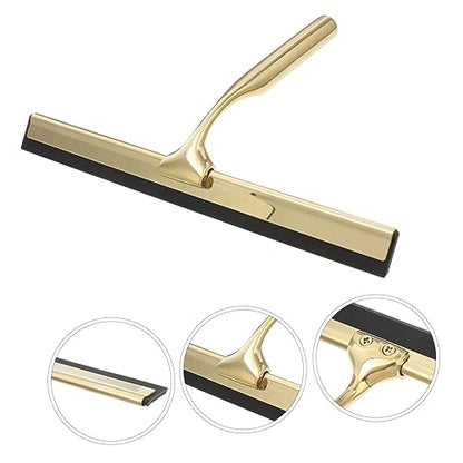 Shower Squeegee Deluxe Stainless Steel Wiper for Glass Mirrors Windows and Tiles Weighted Handle for Smooth Cleaning for Bathroom and Home Use Golden