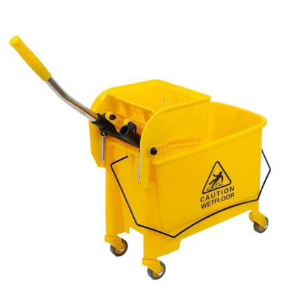 Commercial Mop Bucket with Wheels, 20L Gallon Side Press Wringer Combo Mop Bucket, Combo Cart Set for Restaurant Home Floor Cleaning Use