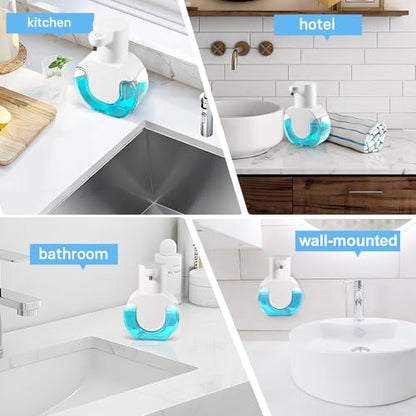2 Pack Automatic Liquid Soap Dispenser,14.2oz/420ML Touchless Automatic Soap Dispenser,Rechargeabled Wall Mounted Smart Pump for Bathroom Kitchen - color: White, style: 2 Pack Liquid