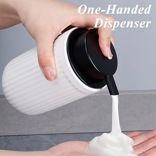 BosilunLife Foam Hand Soap Dispenser - White Ceramic Foaming Soap Dispenser for Bathroom 12oz Refillable Liquid Lotion Soap Dispenser with Rust-Proof foaming Pump for Countertop - color: White Foam Pump