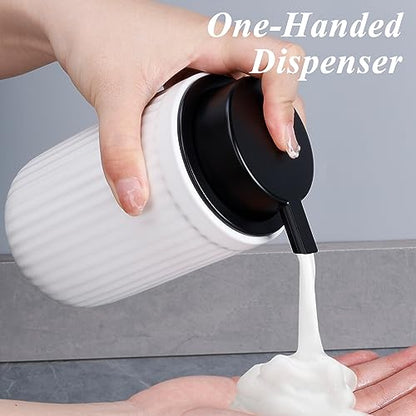 BosilunLife Foam Hand Soap Dispenser - White Ceramic Foaming Soap Dispenser for Bathroom 12oz Refillable Liquid Lotion Soap Dispenser with Rust-Proof foaming Pump for Countertop - color: White Foam Pump