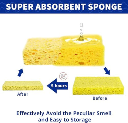 CELOX 24 Pack Cellulose Sponge Bulk for Cleaning Kitchen, Natural Wood Pulp Sponges - color: Blue & Yellow, size: Regular Pack
