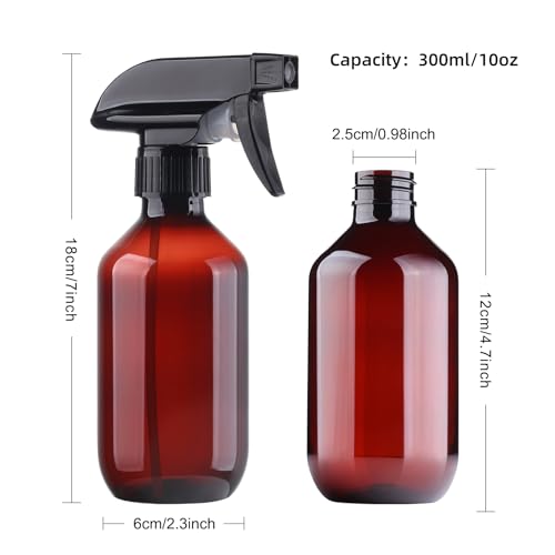 Teyssor Spray Bottles Water Spray Bottle - BPA Free - 10 oz/300 ml Plastic Refillable Containers Fine Mist Small Spray Bottle with Adjustable Nozzle for Hair, Cooking, Cleaning - color: Brown-1 pack