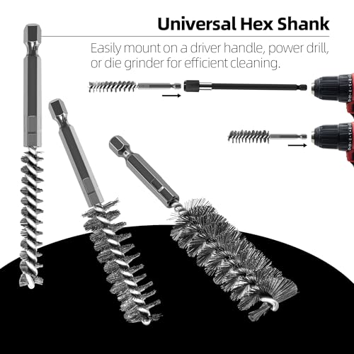 18Pcs Wire Brush Drill Attachments, Stainless Steel Wire Brush Bore Cleaning Brush Set for Power Drill Impact Driver, Abrasive Drill Wire Brush with 1/4" Hex Shank and Tool Bag - style: Stainless Steel