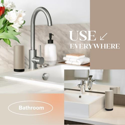 ElmRidge Dish Soap Silicone Dispenser for Kitchen Sink,Squeeze Washing Up Liquid and Hand Soap,Round refillable Silicone Bottles,Easy to Fill and to use, 8.5 oz,Black 2.4 x 2.4 x 5.5 inches (Taupe) - color: Taupe