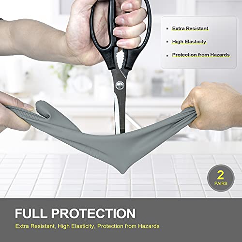 DABOGOSA Mamison 2 Pairs Reusable Waterproof Household Dishwashing Cleaning Rubber Gloves, Non-Slip Kitchen Glove (Grey, Medium (Pack of 2)) - color: Grey, size: Medium (Pack of 2)