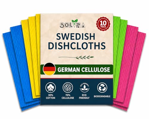 Swedish Dishcloths for Kitchen – 10 Pack Reusable Cellulose Sponge Cloths – Ultra Absorbent, Eco-Friendly Cleaning Towels – No Odor, Assorted Dishcloths for Washing Dishes & General Cleaning - color: 10 Pcs-multicolor Print