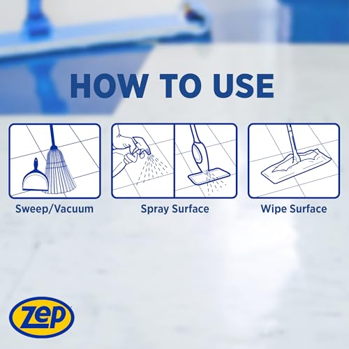 Zep Spray Mop Refill and Floor Cleaner - 1 Gallon (Case of 4) ZUMSF128 - Professional Grade Versatile Multi Surface Fresh Scent Floor Cleaner and Deodorizer