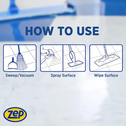 Zep Spray Mop Refill and Floor Cleaner - 1 Gallon (Case of 4) ZUMSF128 - Professional Grade Versatile Multi Surface Fresh Scent Floor Cleaner and Deodorizer