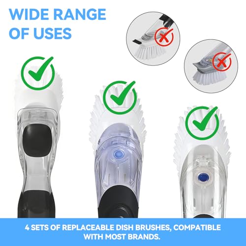 Dish Brush Refills 4 Pack, White Replacement BrushHeads Compatible with OXO Dish Brush & OXO DishScrubber - color: White