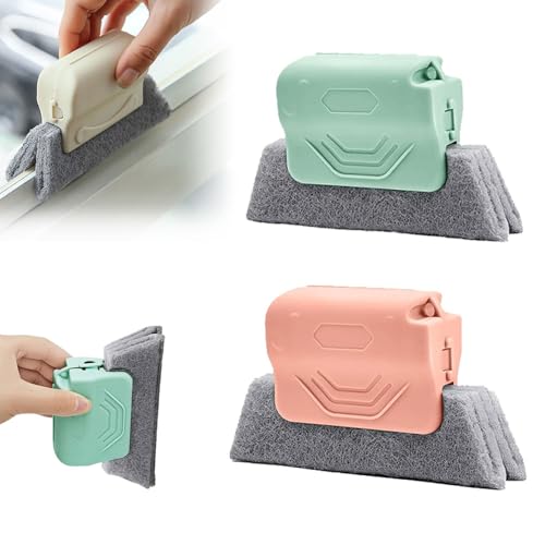 Magic Window Track Cleaner, 2025 New Window Groove Cleaning Brush Tools Set, Hand-held Window Track Cleaner Brushes Tools Set for Window lides Gaps Tile Lines Shutter Car Vents (Pink+Green) - color: Pink+green
