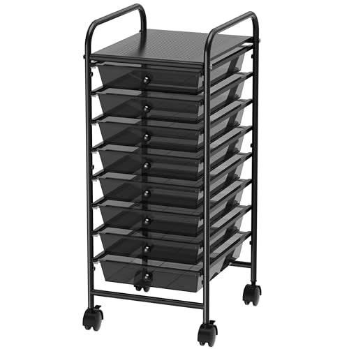 Simple Houseware Utility Cart with 8 Drawers Rolling Storage Art Craft Organizer, Black - color: Black, size: 8 Drawers