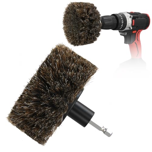 DkOvn Horse Hair Brush for Drill, for Leather, Car Interior, Car Wheel, Upholstery, Furniture, Carpet - color: Brown Soft Bristles (Horse Hair)