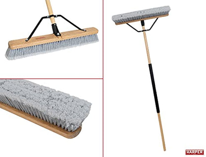 Harper 24 Inch Indoor Smooth-Surface Push Broom with Flagged Bristles for Sand, Saw Dust, Wood Shavings and Pet Hair in Garages, Warehouses, and Workshops - style: Indoor Smooth-Surface Push Broom