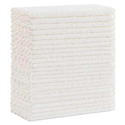 Kitinjoy 24 Pack Kitchen Cloths Dish Towels (7" x 9", White), Super Soft and Absorbent Dish Cloths, Nonstick Oil Fast Drying Coral Velvet Microfiber Cleaning - color: White, style: 7 x 9 inch- 24 Pack