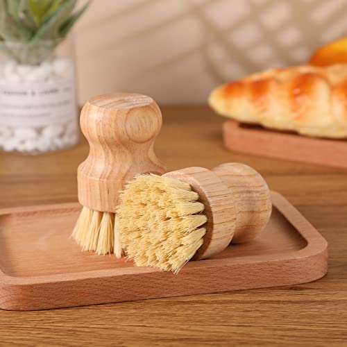 Nuenen 50 Packs Bamboo Dish Scrub Brushes Wooden Scrubbers Set Kitchen Dishwashing Scrubber with Natural Sisal Bristles for Iron Pot Pan Sink(Sisal) - size: Sisal