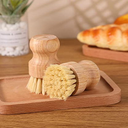 Nuenen 50 Packs Bamboo Dish Scrub Brushes Wooden Scrubbers Set Kitchen Dishwashing Scrubber with Natural Sisal Bristles for Iron Pot Pan Sink(Sisal) - size: Sisal