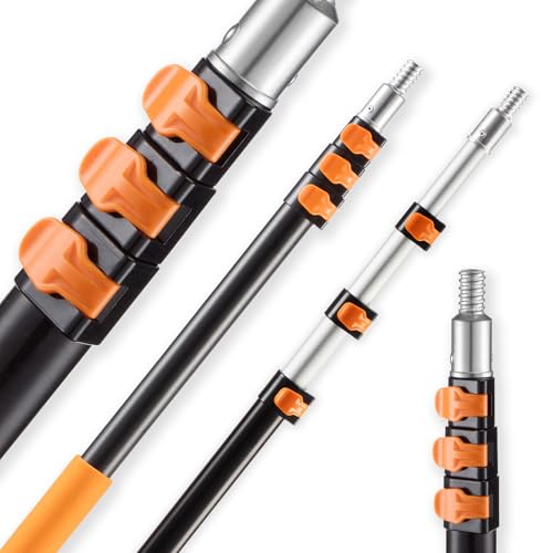 VEVOR Telescopic Extension Pole, 4-12 FT Multi-Purpose Extendable Pole, Sturdy Aluminum Alloy Paint Pole Extension with Flip-Lock Design, High Reach Roller Stick for Painting, Dusting and Cleaning - style: 4-12 FT