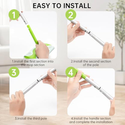 Mop Handle Compatible with Swiffer, Detachable Green Extra Long Mop Handle for Swiffer