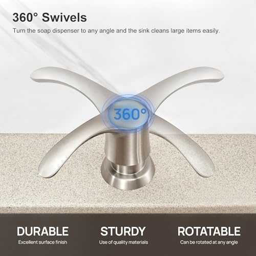 GAGALIFE Kitchen Sink Soap Dispenser with 17 Ounce Large Bottle (Brushed Nickel), Built in Sink Soap Dispenser Sink Mounted Soap Dispenser Refill from Top, G080BN - color: Brushed Nickel, size: with Bottle