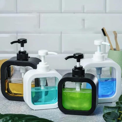 Hand Soap Dispenser for Bathroom, Modern Dish Soap Dispenser for Kitchen Sink, Liquid Soap Container with Pump, Clear Plastic Soap Pump Bottles (2 Packs,17oz, Black) - color: Black 500ml
