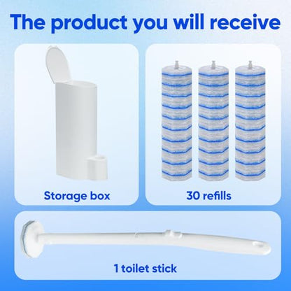 Disposable Toilet Brush and Holder Set, with 30 PCS Toilet Bowl Wand refills for Clorox. - size: 1 Count (Pack of 30)