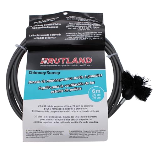 Rutland 3-Inch Pellet Stove/Dryer Vent Brush with 20-Feet Handle