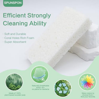 Large Cellulose Sponges, Kitchen Sponge for Dish, Thick Heavy Duty Scrub Pads, Non-Scratch Scrubber for Household/Cookware/Bathroom/Office/Boat 5.5" x 3" x 1" (7 Pack) White - color: White