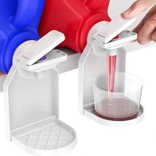 2 Pack Laundry Detergent Holder & Organizer with Plastic Drip Catcher - One-Hand Operation, Easy-Clean Tray, Sturdy ABS for 1.7'' Nozzles
