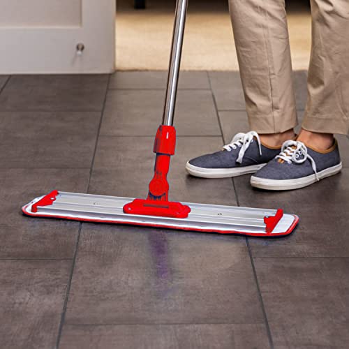 Microfiber Replacement Mop Pad, 18 x 6 Wet & Dry Home & Commercial Cleaning Refills, Reusable Floor Mop Pads, 6 Pack (Red)… - color: Red