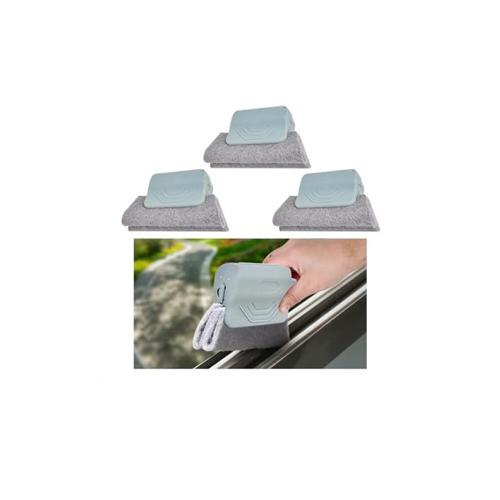 3PCS Car Magic Window Track Cleaner, Vehicle Window Groove Cleaning Brush Tools Set with Handheld, Automotive Air Conditioner Vents Narrow Gaps Clean Brush, Universal Fit (Gay) - color: Gray