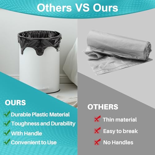 Trash Bags - 35PACK 4 Gallon Garbage Bags with Handle, Black Plastic Trash Bag for Bathroom, Garbage, Strong Plastic Trash Can Liners for Kitchen, Office, Bathroom Can, Large Capacity for Home Storage