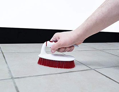 Superio Cleaning Scrub Brush with Stiff Bristles and Comfort Grip Handle, Red and Grey 2 Pack Heavy-Duty Household Utility Scrubber for Kitchen, Bathroom, Shower, Sink, Toilet