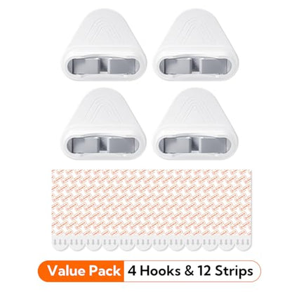 hookay 10lbs Broom and Mop Grippers Wall Hooks, 4 Hangers and 12 Adhesive Strips, Damage-Free No Tools Hanging Organizer for Home Organization, Holds up to 10 lb - style: 4 Grippers, 12 Strips