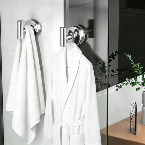 Suction Cup Hooks Suction Towel Shower Home So No Drill Storage Wall Silver Suction Hooks for Shower Wall Bathroom Window Wash Door Wreath, 4 Pack - color: Silver