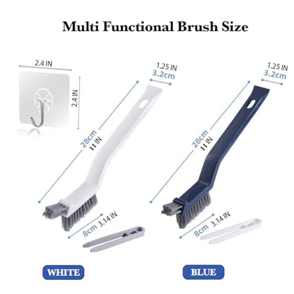 2 Pack Hard Bristle Crevice Cleaning Brush, Multifunctional Gap Cleaning Brush Supplies for Kitchen, Bathroom, Corner, Grout, Sink, Cup, Teapot, Bottle, Blender