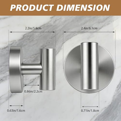 Suction Cup Hooks, Removable Shower Hooks, Brushed Nickel, 2-Pack | No Wall Damage | Strong Hold on Tile, Glass & Mirrors | Kitchen & Bathroom Use | Perfect for Towels, Loofahs, Robes & Coats - style: Brushed Nickel