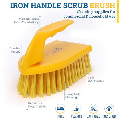 KLEEN HANDLER Iron Handle Scrub Brush for Household & Commercial Cleaning for Shower, Bathroom, Sink, Kitchen, Bathtub, Floor Scrubbing, 1 Pc - Yellow - style: Pack of 1